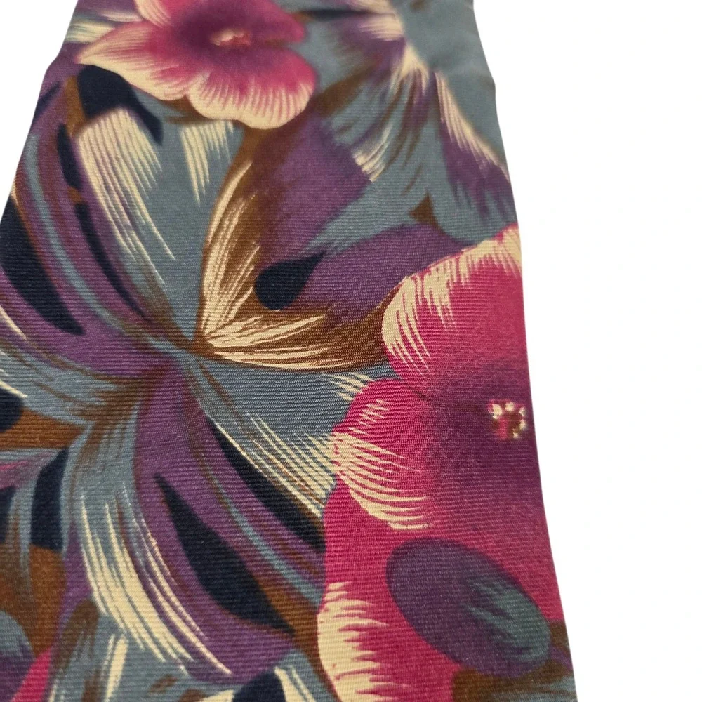 Hill & Archer Mens Necktie‎ Multicolor Floral 100% Silk Designer Short Hawaiian